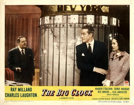 Charles Laughton, Ray Milland, Maureen O'Sullivan - The Big Clock - Lobby karty