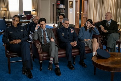 Tawny Newsome, Don Lake, Ben Schwartz, Jimmy O. Yang, Steve Carell, Diana Silvers, John Malkovich - Space Force - The Inquiry - Photos