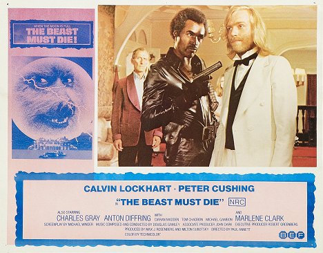 Peter Cushing, Calvin Lockhart, Tom Chadbon - The Beast Must Die - Lobby karty