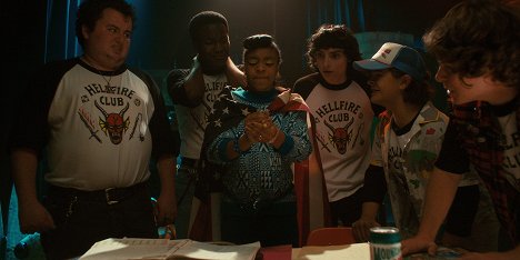 Grant Goodman, Trey Best, Priah Ferguson, Finn Wolfhard, Gaten Matarazzo, Gwydion Lashlee-Walton - Stranger Things - Chapter One: The Hellfire Club - Photos