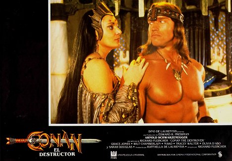 Sarah Douglas, Arnold Schwarzenegger - Conan o Destruidor - Cartões lobby