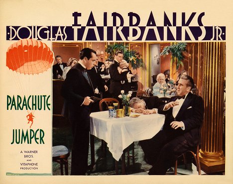 Harold Huber, Douglas Fairbanks Jr., G. Pat Collins - Parachute Jumper - Lobbykarten