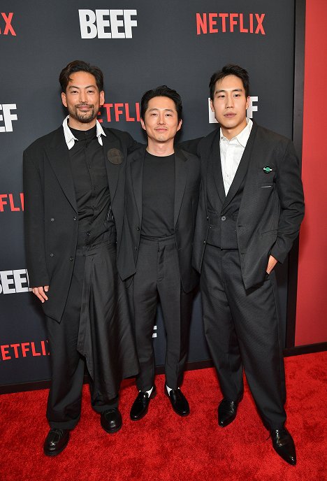 Netflix's Los Angeles premiere of "BEEF" at Netflix Tudum Theater on March 30, 2023 in Los Angeles, California - Joseph Lee, Steven Yeun, Young Mazino - Beef - Evenementen