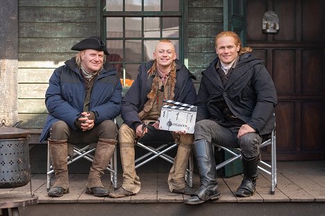 Mark Lewis Jones, John Bell, Sam Heughan - Outlander - Die Highland-Saga - A Life Well Lost - Dreharbeiten