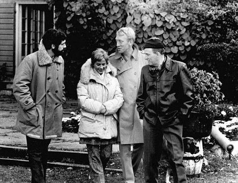 Elliott Gould, Bibi Andersson, Max von Sydow, Ingmar Bergman - O Amante - De filmagens