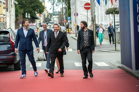 The world premiere at The 51st Norwegian International Film Festival in Haugesund. - Kalle Hennie, Alexander de Senger, Kristian Landmark, Jakob Berg - K-Town - Veranstaltungen