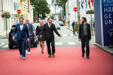 The world premiere at The 51st Norwegian International Film Festival in Haugesund. - Kalle Hennie, Alexander de Senger, Pernille Haaland, Kristian Landmark, Jakob Berg - K-Town - Veranstaltungen