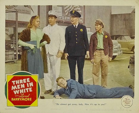 Marilyn Maxwell, Rags Ragland, Van Johnson, George Chandler - Three Men in White - Lobbykarten
