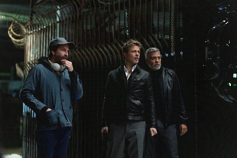 Jon Watts, Brad Pitt, George Clooney - Wolfs - Van de set