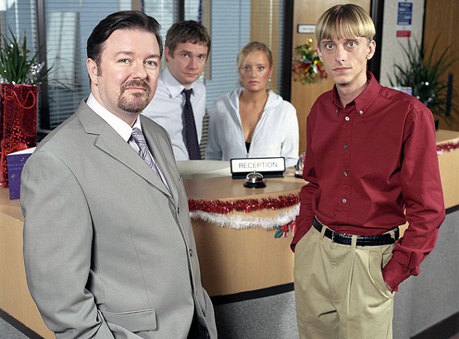 The Office - Werbefoto - Ricky Gervais, Martin Freeman, Lucy Davis, Mackenzie Crook