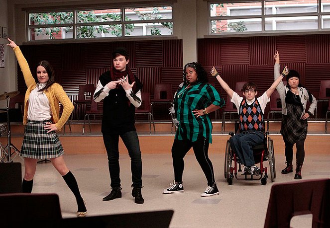 Glee - Sztárok leszünk! - Filmfotók - Lea Michele, Chris Colfer, Amber Riley, Kevin McHale, Jenna Ushkowitz