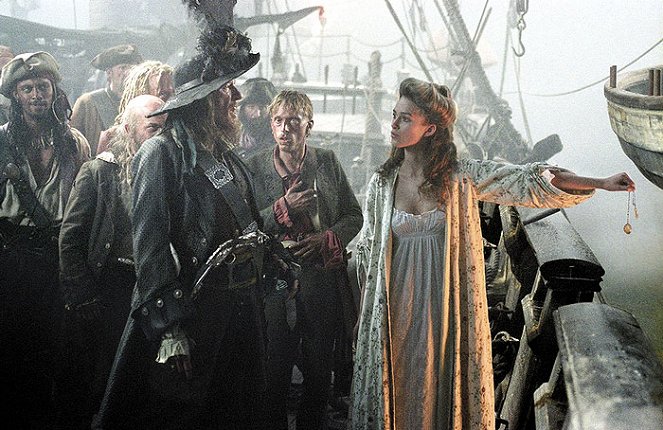 Pirates of the Caribbean: The Curse of the Black Pearl - Van film - Lee Arenberg, Geoffrey Rush, Mackenzie Crook, Keira Knightley