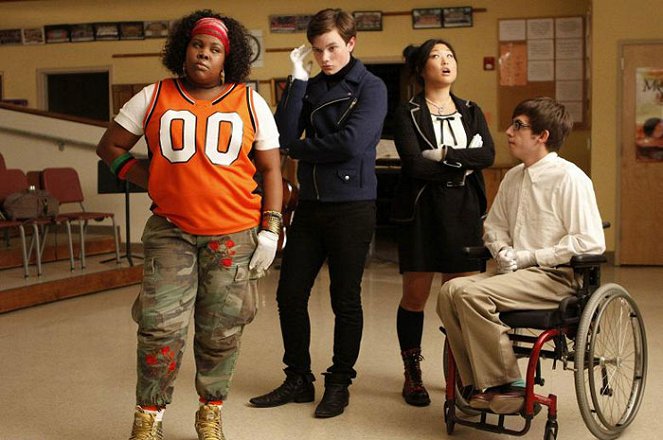 Glee - Sztárok leszünk! - Filmfotók - Amber Riley, Chris Colfer, Jenna Ushkowitz, Kevin McHale