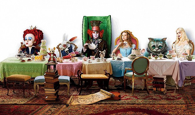 Alice im Wunderland - Werbefoto - Helena Bonham Carter, Johnny Depp, Mia Wasikowska, Anne Hathaway