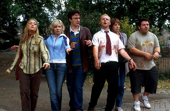 Shaun of the Dead - Van film - Lucy Davis, Kate Ashfield, Dylan Moran, Simon Pegg, Penelope Wilton, Nick Frost