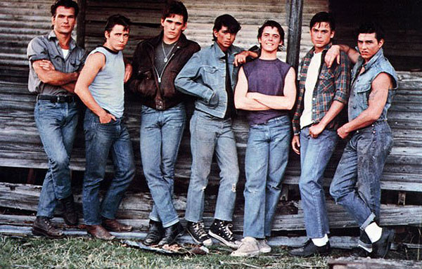 Die Outsider - Werbefoto - Patrick Swayze, Emilio Estevez, Matt Dillon, Ralph Macchio, C. Thomas Howell, Rob Lowe, Tom Cruise