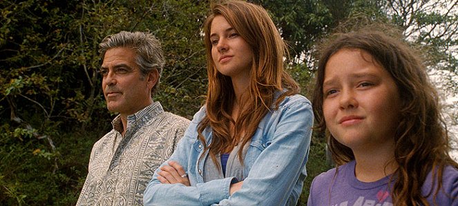 Los descendientes - De la película - George Clooney, Shailene Woodley, Amara Miller