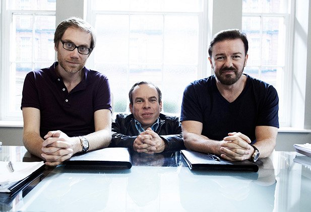 Das Leben ist zu kurz - Werbefoto - Stephen Merchant, Warwick Davis, Ricky Gervais