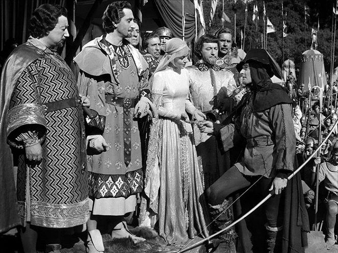 Robin Hood kalandjai - Filmfotók - Melville Cooper, Basil Rathbone, Olivia de Havilland, Claude Rains, Errol Flynn