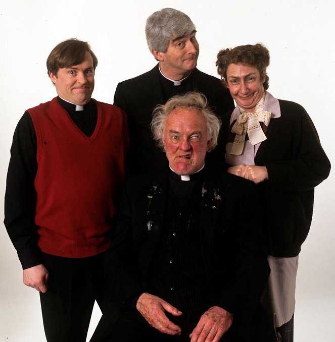 Father Ted - Werbefoto - Ardal O'Hanlon, Dermot Morgan, Frank Kelly, Pauline McLynn