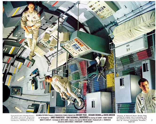 Op drift in de ruimte - Lobbykaarten - Gene Hackman, James Franciscus, Richard Crenna