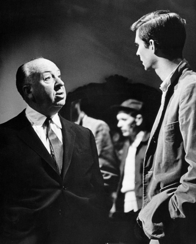 Psycho - Forgatási fotók - Alfred Hitchcock, Anthony Perkins