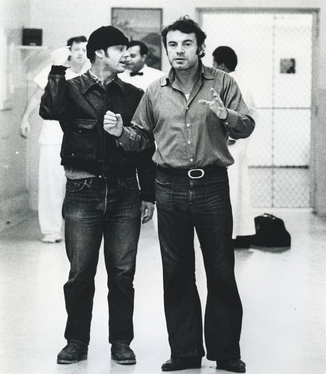 Vlucht boven een koekoeksnest - Van de set - Jack Nicholson, Miloš Forman