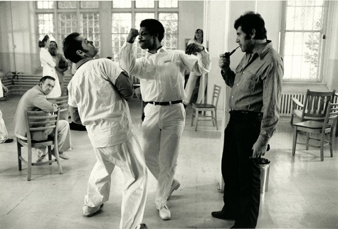 Einer flog über das Kuckucksnest - Dreharbeiten - William Duell, Jack Nicholson, Nathan George, Miloš Forman