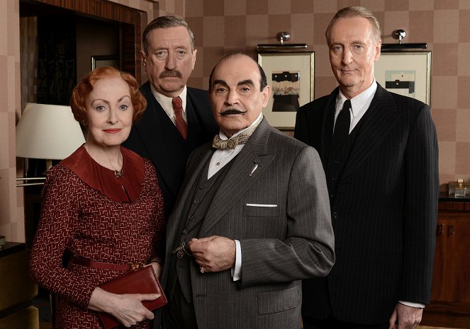 Agatha Christies Poirot - Die großen Vier - Werbefoto - Pauline Moran, Philip Jackson, David Suchet, Hugh Fraser