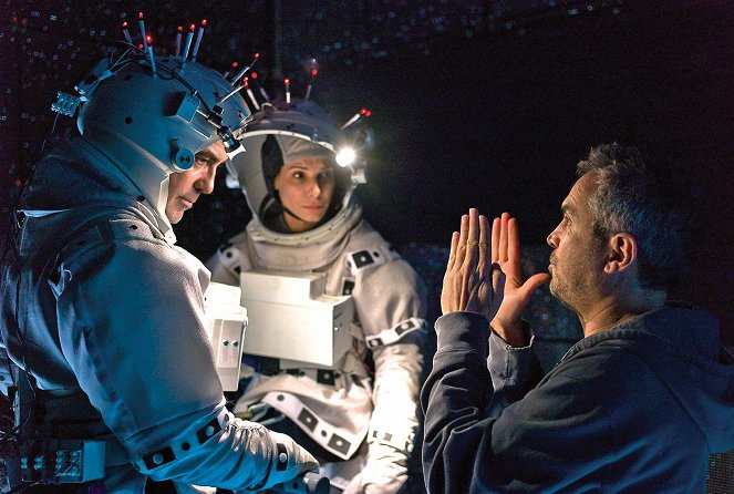 Gravity - Dreharbeiten - George Clooney, Sandra Bullock, Alfonso Cuarón