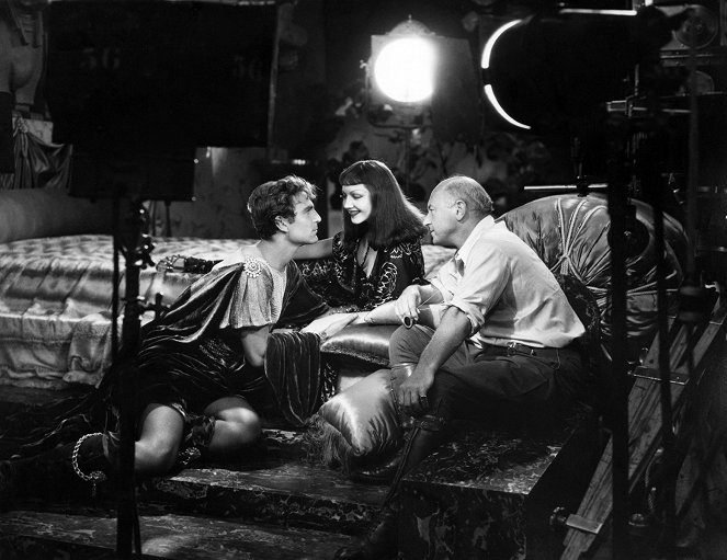 Cleopatra - Dreharbeiten - Henry Wilcoxon, Claudette Colbert, Cecil B. DeMille