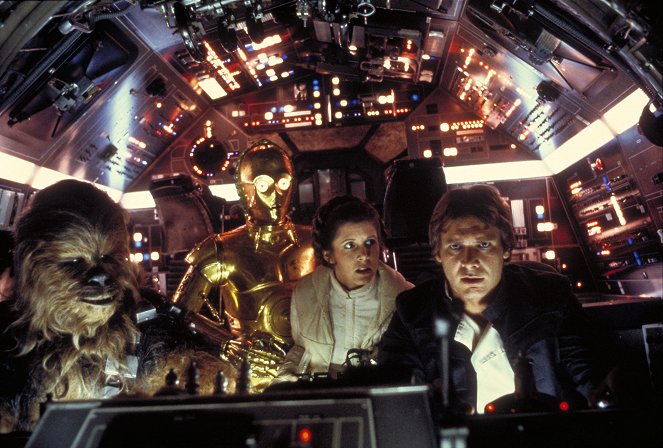 Star Wars: Episode V - Das Imperium schlägt zurück - Filmfotos - Peter Mayhew, Carrie Fisher, Harrison Ford