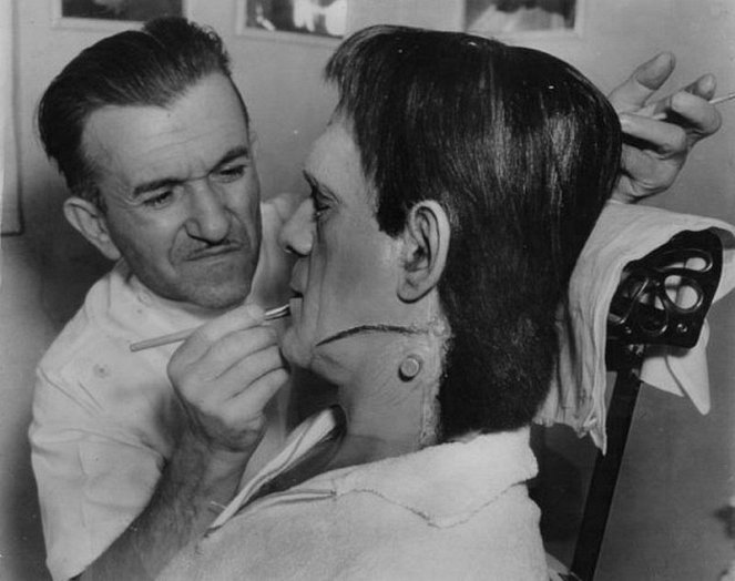 Frankenstein menyasszonya - Forgatási fotók - Jack P. Pierce, Boris Karloff