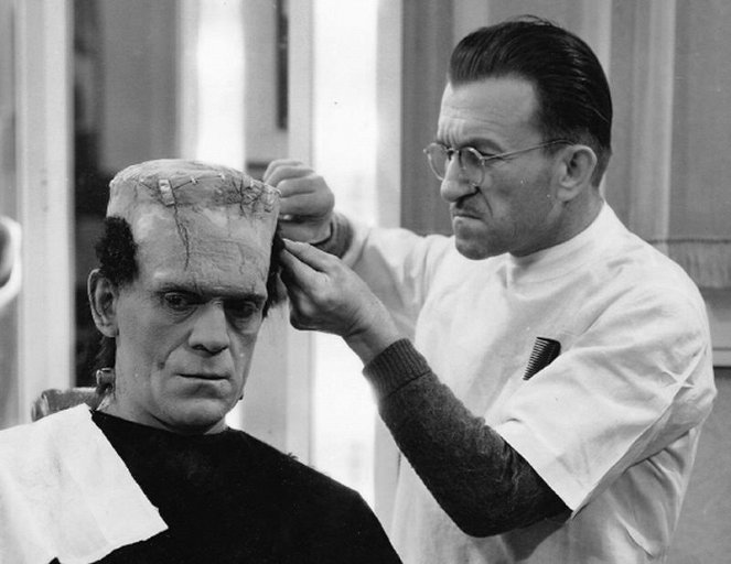 Frankenstein menyasszonya - Forgatási fotók - Boris Karloff, Jack P. Pierce