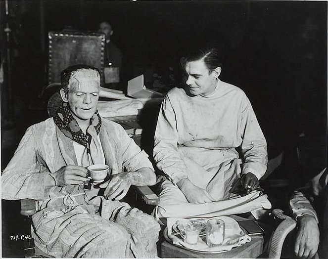 Frankenstein - Dreharbeiten - Boris Karloff, Colin Clive