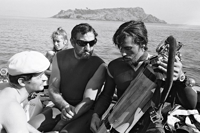 Tres aventureros - Del rodaje - Serge Reggiani, Joanna Shimkus, Lino Ventura, Alain Delon