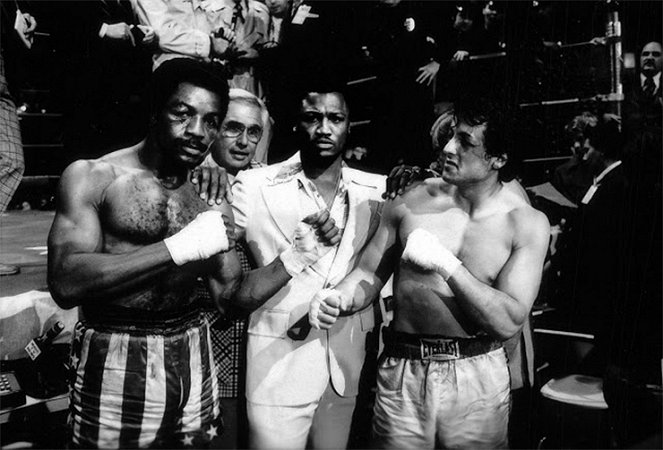 Rocky - Forgatási fotók - Carl Weathers, Joe Frazier, Sylvester Stallone