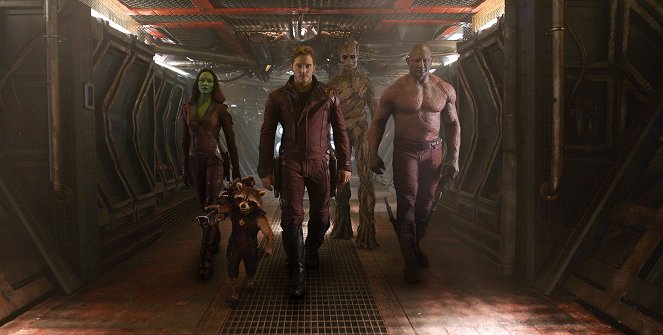 Guardians of the Galaxy - Filmfotos - Zoe Saldana, Chris Pratt, Dave Bautista