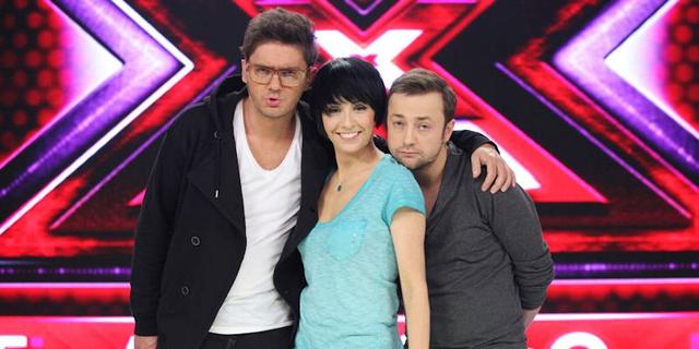 X Factor - Forgatási fotók - Kuba Wojewódzki, Tatiana Okupnik, Czesław Mozil