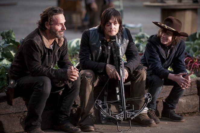 The Walking Dead - Dreharbeiten - Andrew Lincoln, Norman Reedus, Chandler Riggs