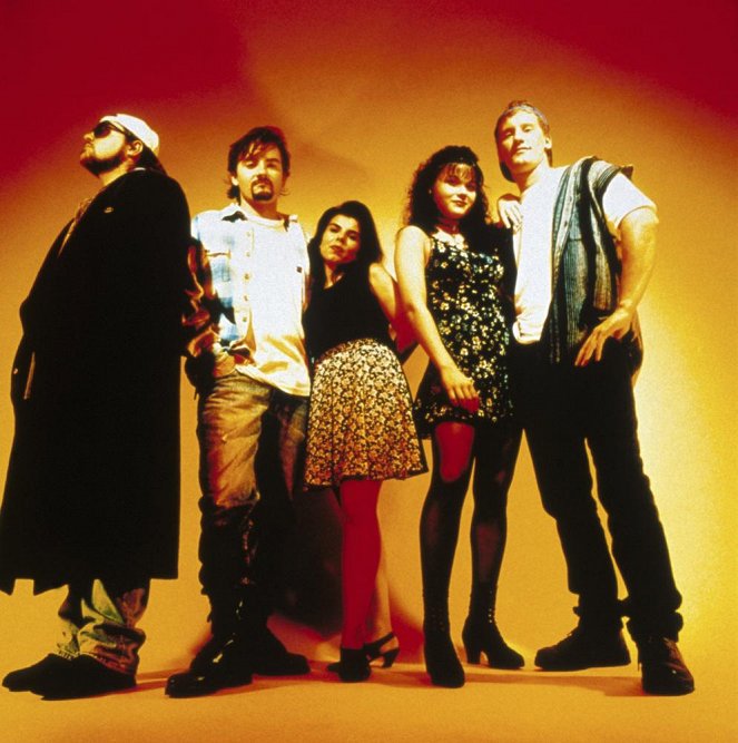 Clerks - Die Ladenhüter - Werbefoto - Kevin Smith, Brian O'Halloran, Marilyn Ghigliotti, Lisa Spoonauer, Jeff Anderson