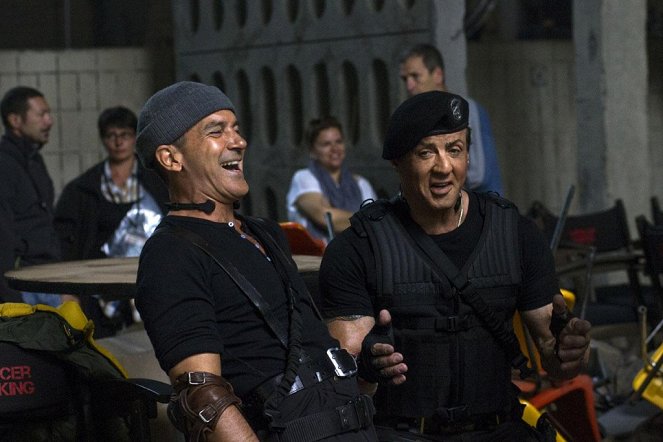 Os Mercenários 3 - De filmagens - Antonio Banderas, Sylvester Stallone