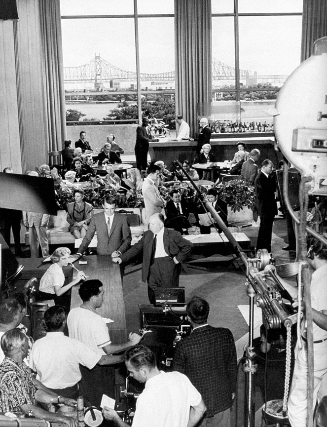 Der unsichtbare Dritte - Dreharbeiten - Eva Marie Saint, Cary Grant, Alfred Hitchcock