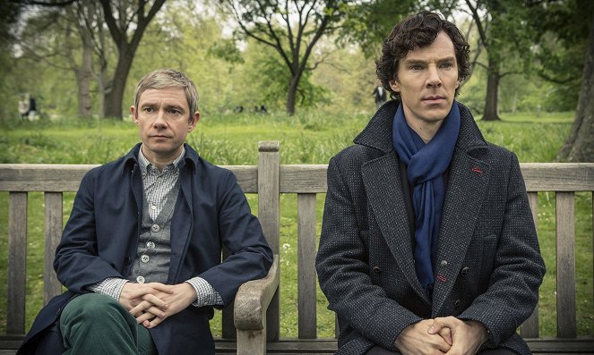 Sherlock - Znamenie troch - Z filmu - Martin Freeman, Benedict Cumberbatch
