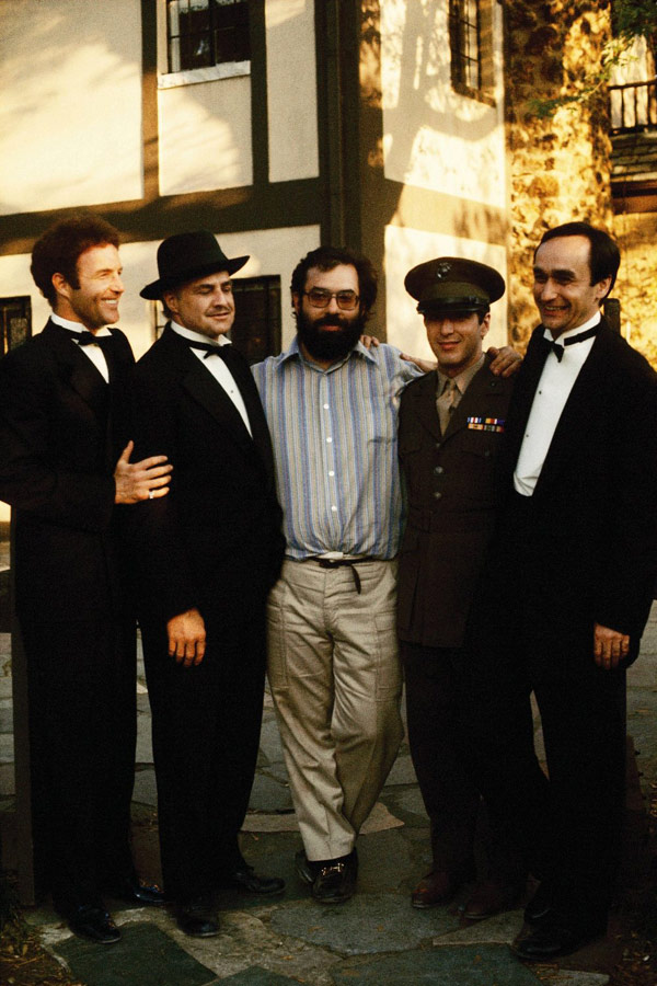 Kmotr - Z natáčení - James Caan, Marlon Brando, Francis Ford Coppola, Al Pacino, John Cazale