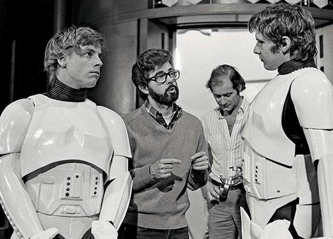 Tähtien sota - Kuvat kuvauksista - Mark Hamill, George Lucas, Harrison Ford