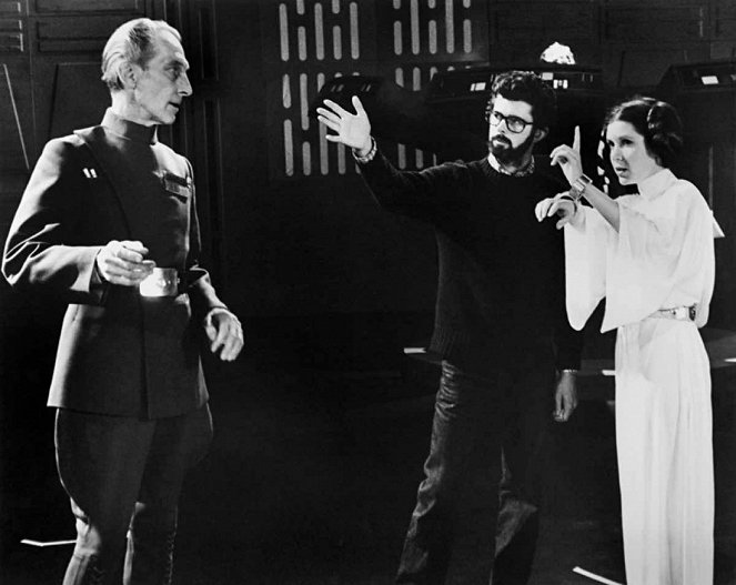 Tähtien sota - Kuvat kuvauksista - Peter Cushing, George Lucas, Carrie Fisher
