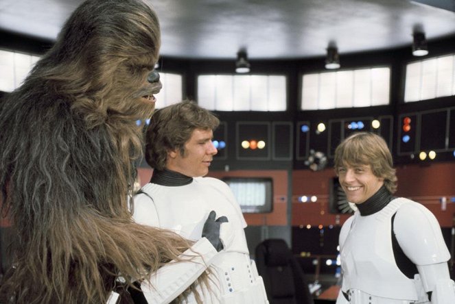 Tähtien sota - Kuvat kuvauksista - Peter Mayhew, Harrison Ford, Mark Hamill