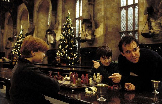 Harry Potter a Kámen mudrců - Z natáčení - Rupert Grint, Daniel Radcliffe, Chris Columbus