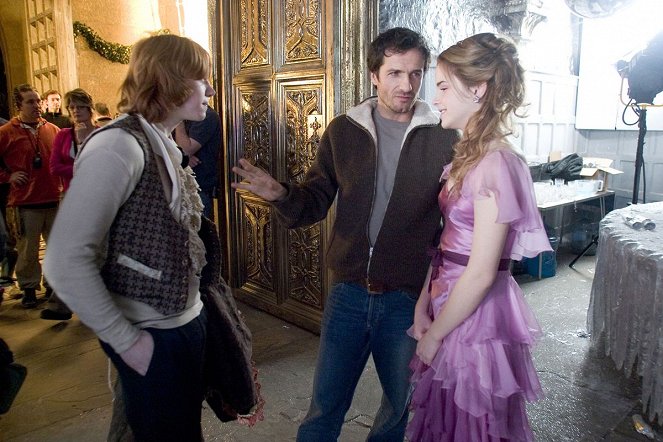 Harry Potter e o Cálice de Fogo - De filmagens - Rupert Grint, David Heyman, Emma Watson